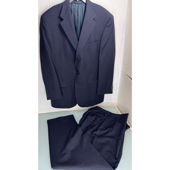 VTG Burberry 2 Piece Suit 42R Blazer 36X30 Pants Ventless Pinstripe USA Made - Picture 1 of 16